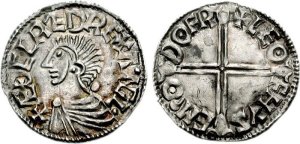 Anglo-Saxon coin - Aethelred II. 978-1016. AR Penny (1.56 g, 3h). Long cross type. Dover mint; Leofhyse, moneyer. Struck circa 997-1003