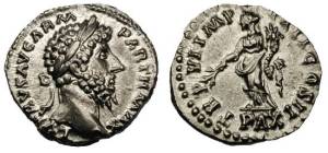Lucius Verus silver Denarius. L VERVS AVG PARTH MAX, laureate head right / TR P VI IMP IIII COS II, PAX in ex, Pax standing left holding olive-branch and cornucopiae