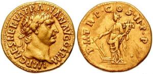 roman coin Trajan gold Aureus 98-99 AD