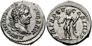 Caracalla Denarius. 212 AD. ANTONINVS PIVS AVG BRIT, laureate head right / PM TR P XV COS III P P, Hercules standing front with branch, club & lion skin