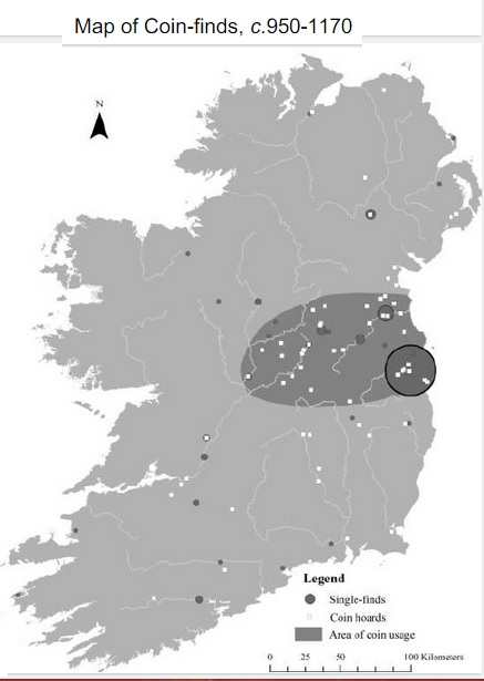 Map of Coin Finds in Ireland AD 950-1170 (ex-Andy Woods, 201)