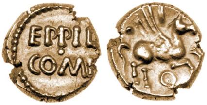 Atrebates. Eppilus, Kentish Type, 10 BC-10 AD. AV Quarter Stater