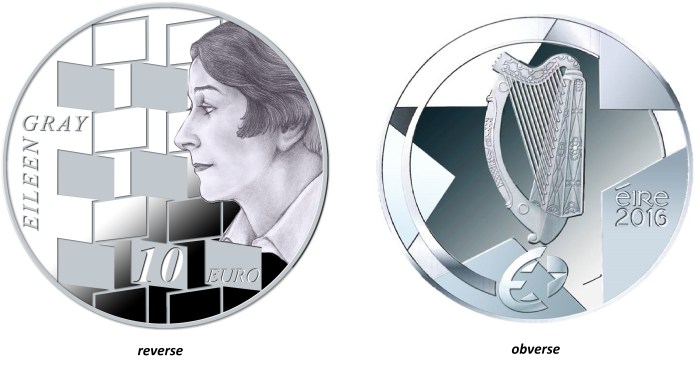 2016 Ireland €10 silver proof coin (Eileen Gray)