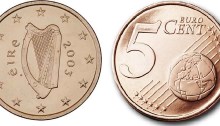 2003 Ireland 5c coin (both sides)