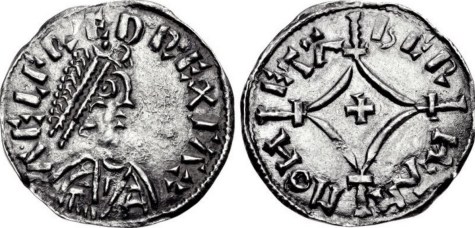 ANGLO-SAXON, Kings of Wessex. Alfred the Great. 871-899. AR Penny (19mm, 1.30 g, 12h). Cross-and-Lozenge type (BMC v). Uncertain mint; Beorheah(?), moneyer. Struck circa 877-880s. ΛELFRED REX SΛX, diademed bust right / BERHAH MOHETΛ, cross pattée within lozenge over long beaded cross; crossbars at lozenge ends. Blackburn & Keynes Cantebury B style (moneyer unrecorded); BMC -; North 629; SCBC 1058. Near EF, darkly toned. Unrecorded moneyer for issue. Excellent style. Extremely rare