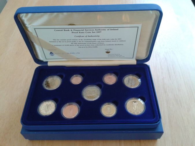 Ireland 2007 Proof Euro Coin - Set of nine coins, incl. 2007 Treaty of Rome €2 commemorative