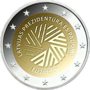 Latvia commemorative €2 coin 2015 - Presidency of the Council of the European Union