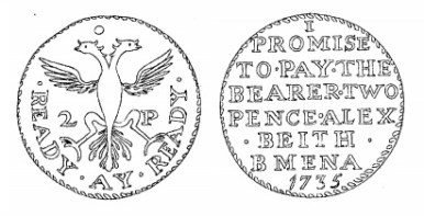 Aquilla Smith's engraving of Alex Beith's token