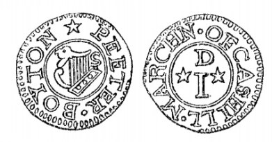 Aquilla Smith's engraving of Peter Boyton's penny token (Cashel)