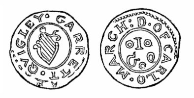 Robert Malcomson's engraving of Garrett Quigley's penny token (Carlow)