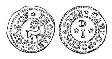 Robert Malcomson's engraving of Thomas Moore's penny token (Carlow)