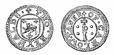 Robert Malcomson's engraving of Thomas Reynald's penny token (Carlow)