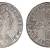 1696 silver sixpence of William III, York mint (J), first bust, large crowns, first harp