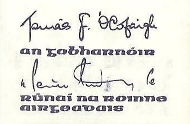 1982-87 B Series £10, Type 2, signatures Tomás F. Ó Cofaigh & Maurice Doyle