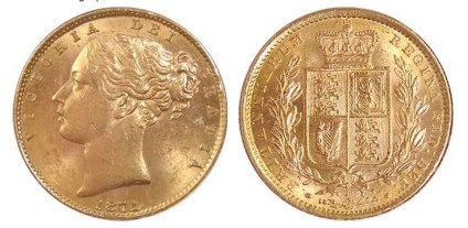 1871 Victoria young head & shield
