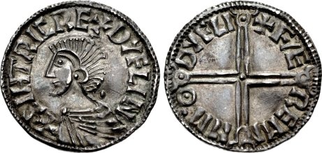 Hiberno-Norse Sihtric III AR Penny 3h Phase I coinage, Long Cross type Dublin mint Faeremin, moneyer Struck c1000-1010