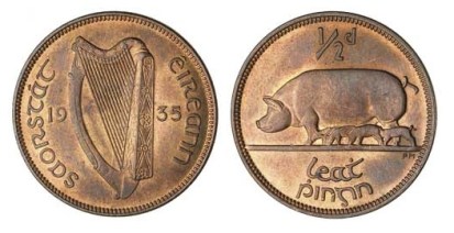 1935 Ireland halfpenny unc