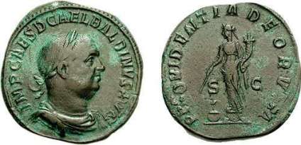 Balbinus Æ Sestertius, IMP CAES D CAE L BALBINVS AVG, laureate, draped & cuirassed bust right / PROVIDENTIA DEORVM, Providentia standing left with cornucopia & wand pointed at globe at feet. RIC 19, Cohen 24