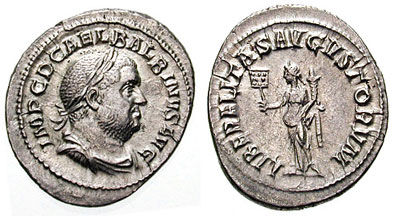 Balbinus Denarius. 238 AD. IMP C D CAEL BALBINVS AVG, laureate draped bust right / LIBERALITAS AVGVSTORVM, Liberalitas standing left holding coin counter & cornucopiae. RSC 10