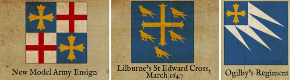 It has been suggested that the cross was derived from the cross on the seal of the Confederates although other commentators feel that the cross is more similar to that used by the Parliamentary forces on their banners and the later Commonwealth coinage.