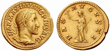Roman Gold Aureus of Maximinus I (235-238 C.E.)