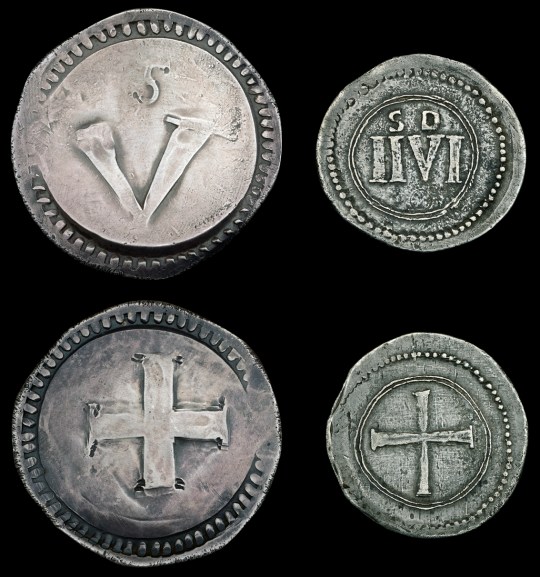 silver copies of the Rebel Money Crown and Halfcrown [2]. Very fine