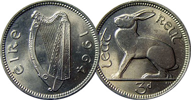 1964 Irish threepence