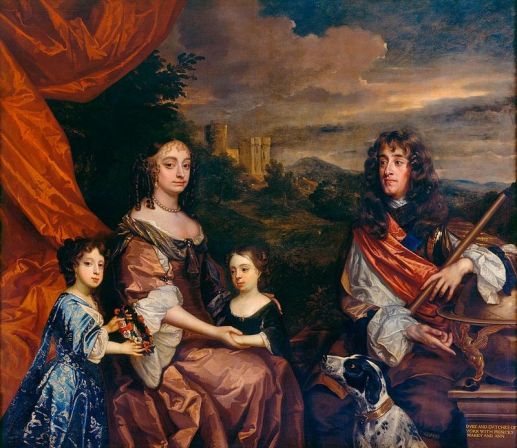 Anne (centre) and her sister Mary (left) with their parents, the Duke and Duchess of York, painted by Sir Peter Lely and Benedetto Gennari II