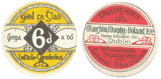Ballykinlar Camp, Sixpence. Circular cardboard token (Camp No. 2)