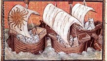 A medieval depiction of an army sailing to Waterford city (from Jean Creton, Histoire rimée de Richard II)