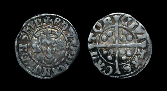 EDWARD I - LONG CROSS PENNY - CANTERBURY 1301-1307 AD. Class 10ab. Obv: facing bust with +EDWARD R ANGL DNS HYB legend. Rev: long cross with CIVI TAS CAN TOR legend for the Canterbury mint. 1.40 grams