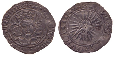 Edward IV 1467 Irish double groat, sun & roses coinage, Dublin mint