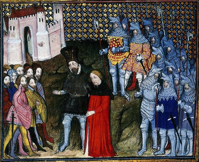 Richard II renounces his throne (1399) - London-British Library-Harley Ms 1319, f. 53v from Jean Creton; Histoire du roy d'Angleterre