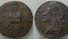 1689 James II, Gunmoney shilling, large size, July + full stop