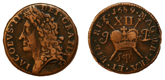1689 Large size shilling. Sepr, with 'r' above and to the right of 'p' in Sep, very fine