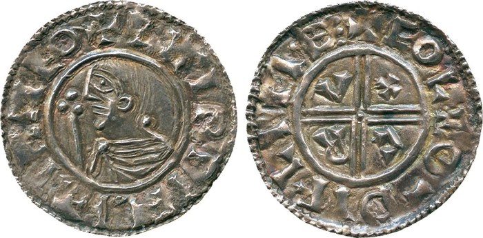 IRELAND, Hiberno-Norse Kings, Sihtric Anlafsson, Phase One (c.995-1020), Silver Penny, Dublin mint, moneyer Eole, imitation of Aethelred II CRVX type, draped bust with sceptre left, linear circle and legend surrounding with outer beaded circle, retrograde S at start of legend, SHIR DIFLI DIFLIMEO, rev voided cross within linear circle, letters C R V X in each angle, legend surrounding, + EOLE O- DIFLIME:, 1.43g (SCBI 9:12; DF 1; S 6100).