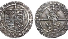 Ireland. Henry VII (1485-1509) AR Groat. Dublin, c.1485-1487. [RЄX] ΛnGL IЄ FRΛ nC[IЄ], coat of arms over long cross with triple pellet ends / [DOmI] nVS hУBЄ RnIЄ, three crowns over long cross with triple pellet ends. S 6415. 1.92g, 22mm, 11h. Good Very Fine. Of exceptional quality and visual appeal.