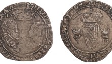 Ireland, Philip and Mary, groat, 155[7], mm. rose, date lacks last digit, facing busts, crown above, date below, rev. crowned harp (S.6501B)