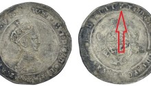 Edward VI's Irish Shilling, dated MDLII (1552), third period, mintmark 'harp'. Very rare.