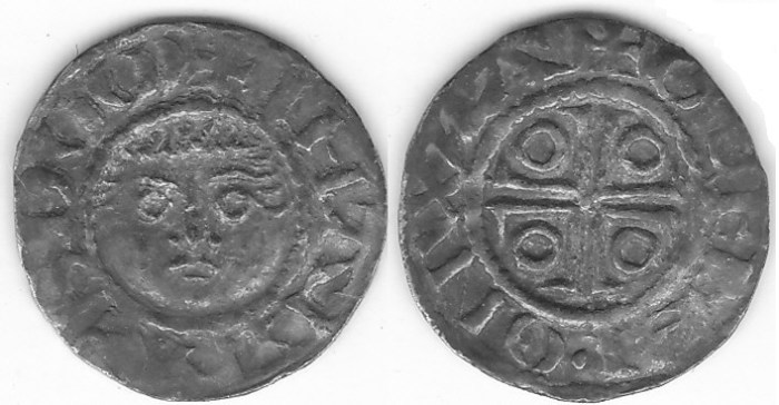 John as Lord, Second DOMinus coinage, Halfpenny, Waterford mint, c.1190 - c.1199, S.6208. 0.77 g., moneyer Gefrei. Obv. legend IOHANNES DOM around diademed facing head. Rev. legend GEFREI . ON WAT around voided cross potent with annulet. Good Very Fine with good centering and all legends well struck. Old tone. Seldom seen moneyer for this scarce issue