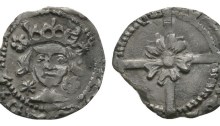 Edward IV - Drogheda - Large Rose Penny 1478-1483 AD. Group VII coinage. (obv) EDWARD DI GR DNS HYBE (rev) VILL ADR (OGH EDA) 4 known