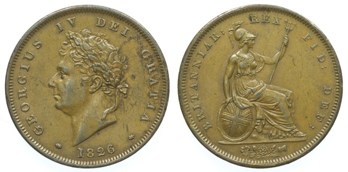 1826 GB & Ireland Copper Penny (George IV)