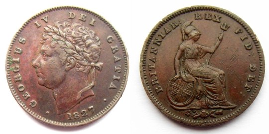 1827 GB & Ireland - Copper Third-Farthing (George IV)