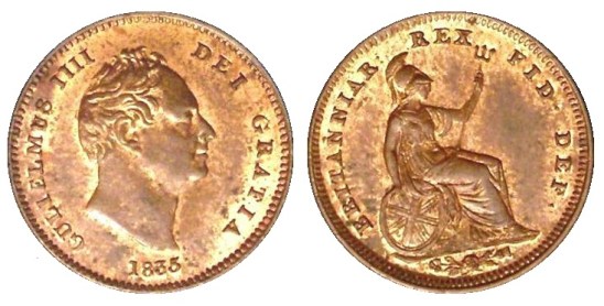 1835 GB & Ireland - Copper Third-Farthing (William IV)