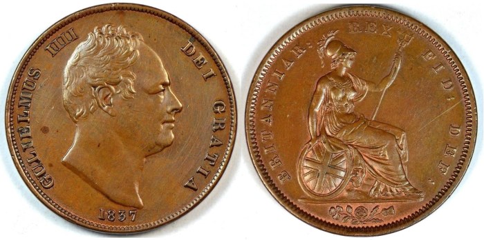 1837 GB & Ireland Copper Penny (William IV)