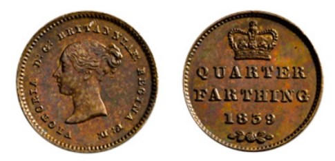 GB 1839 quarter farthing