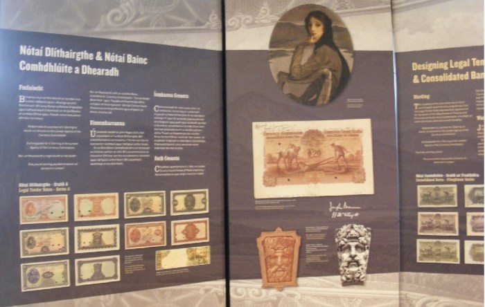 A display from the Central Bank of Ireland's "Pounds, Shillings & Independence" exhibition at their new Visitor Centre, North Wall Quay, Dublin