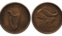 1927 Morbiducci pattern florin in bronze - only 4 known. Extremely rare. The Old Currency Exchange, Dublin, Ireland