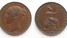 1844 GB & Ireland copper farthing (Victoria)