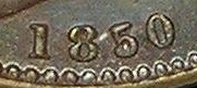 1850 GB & Ireland copper farthing (Victoria) - 5 over 7 in date variety